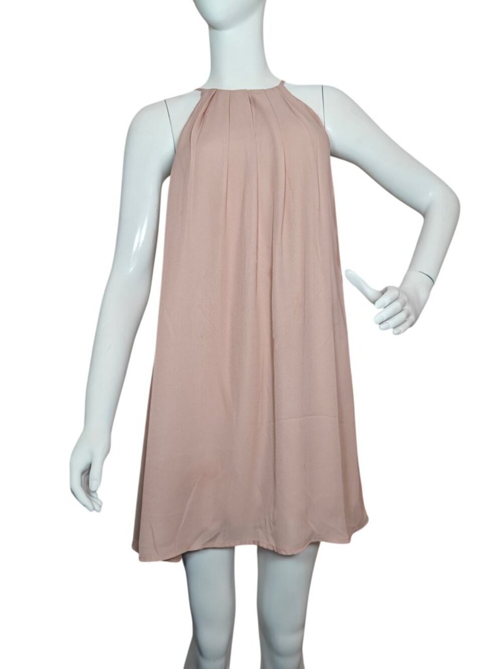 Everly for francesca's Blush Pink Solid Flowy Sleeveless Mini Dress